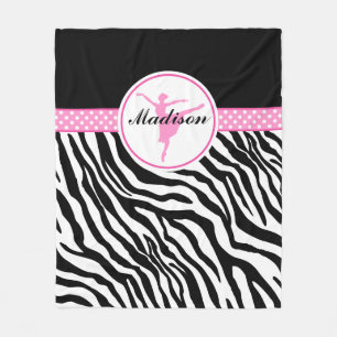 Couverture Polaire Pink Your Name Zebra Print Ballet Dancer