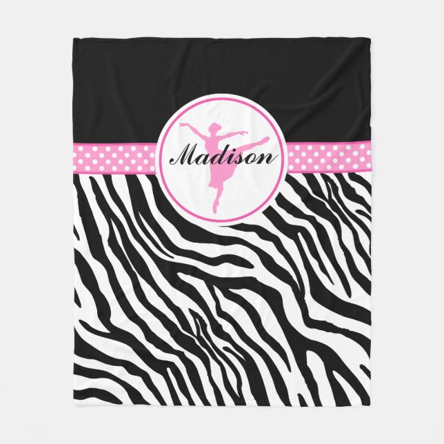 Couverture Polaire Pink Your Name Zebra Print Ballet Dancer (Devant)