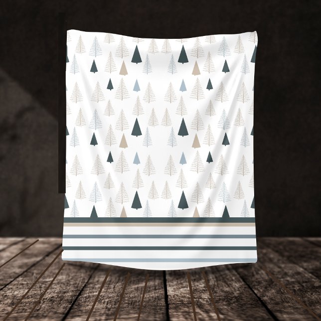 Couverture Polaire Pins primitifs sur blanc (Créateur téléchargé)