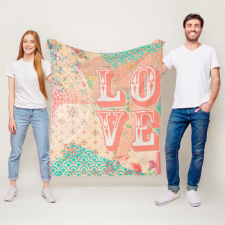Couverture Polaire Pip Gerard LOVE Shabby Chic Artist Mixte Media