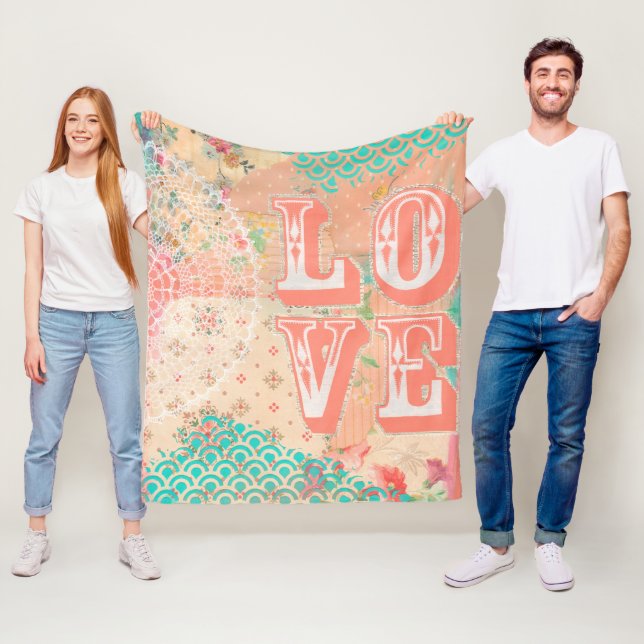 Couverture Polaire Pip Gerard LOVE Shabby Chic Artist Mixte Media (En situation)