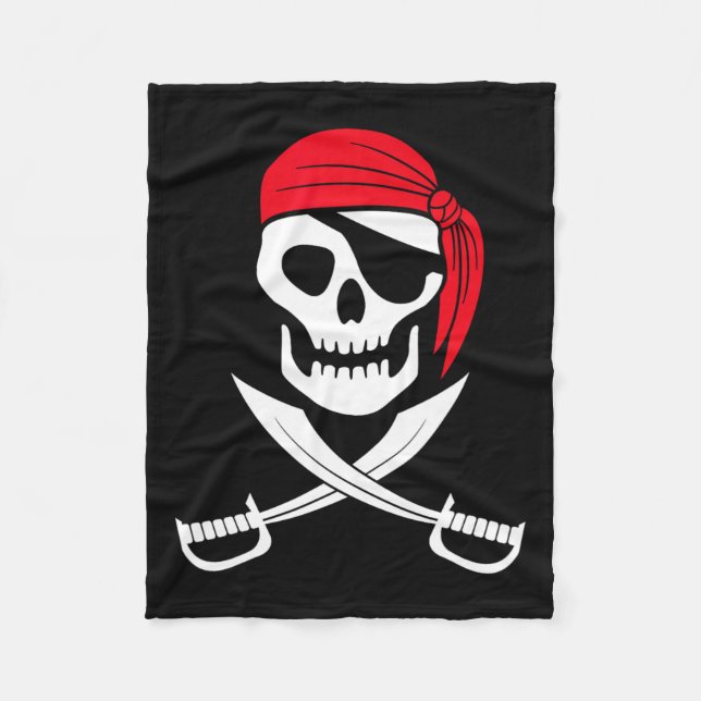 Couverture Polaire Pirate Crâne rouge Bandana épée costume cadeau (Devant)