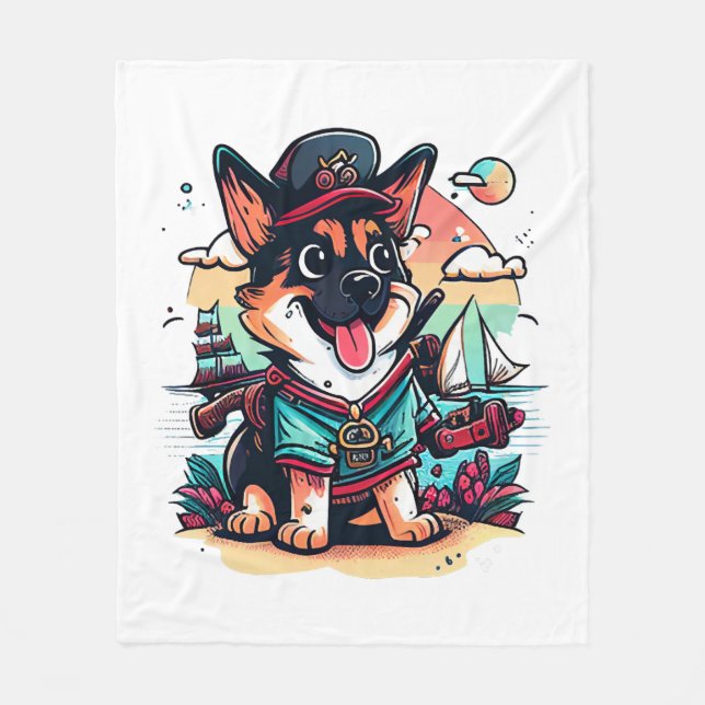Couverture Polaire Pirate de chien berger allemand (Devant)