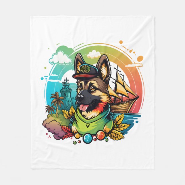 Couverture Polaire Pirate de chien berger allemand (Devant)