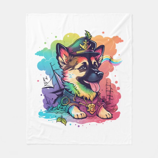 Couverture Polaire Pirate de chien berger allemand (Devant)