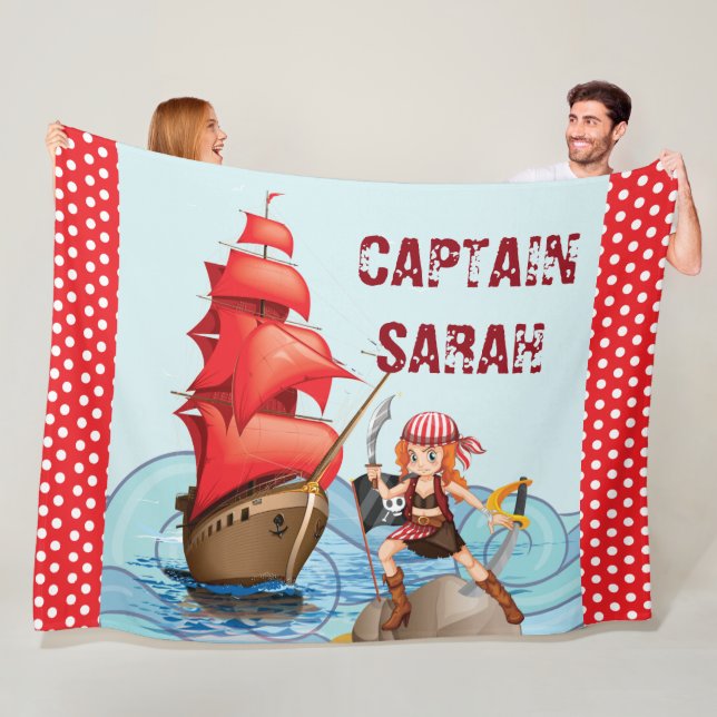 Couverture Polaire Pirate Girl Boat points mignons (En situation)