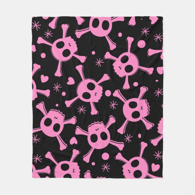 Couverture Polaire Pirate Skull : Girlish Hearts Motif (Devant)