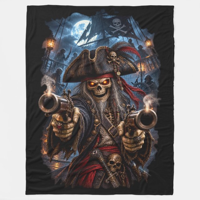 Couverture Polaire Pirate squelette tireur (Devant)