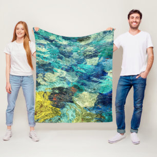 Couverture Polaire Piscine Abstraite Turquoise et Turquoise