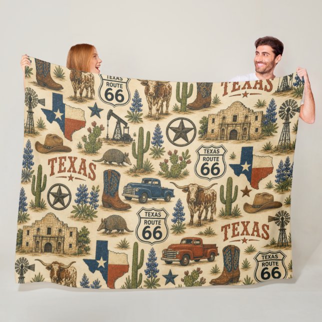 Couverture Polaire Piste Ranch Cozy Texas Route 66 (En situation)