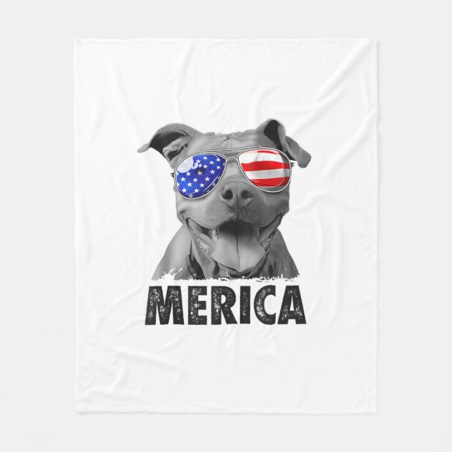 Couverture Polaire Pit Bull 4 juillet Merica Hommes Drapeau Américain (Devant)