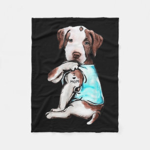 Couverture Polaire Pitbull Chien Tattoo I Love Maman Fête des mères A