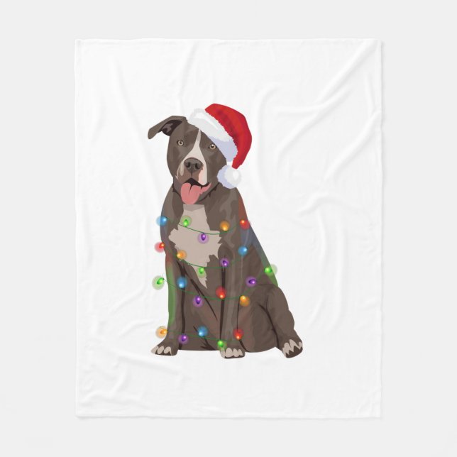 Couverture Polaire Pittie Pitbull feux de Noël Noël Noël Amoureux des (Devant)