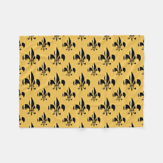 Couverture Polaire PixDezines fleur de lis/noir/or (Devant (Horizontal))