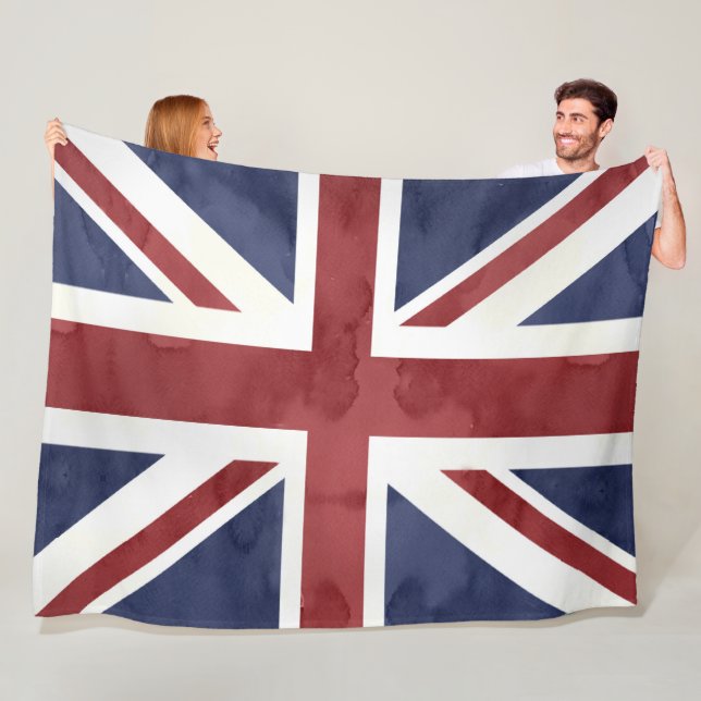 Couverture Polaire PixDezines Union Jack aquarelle (En situation)
