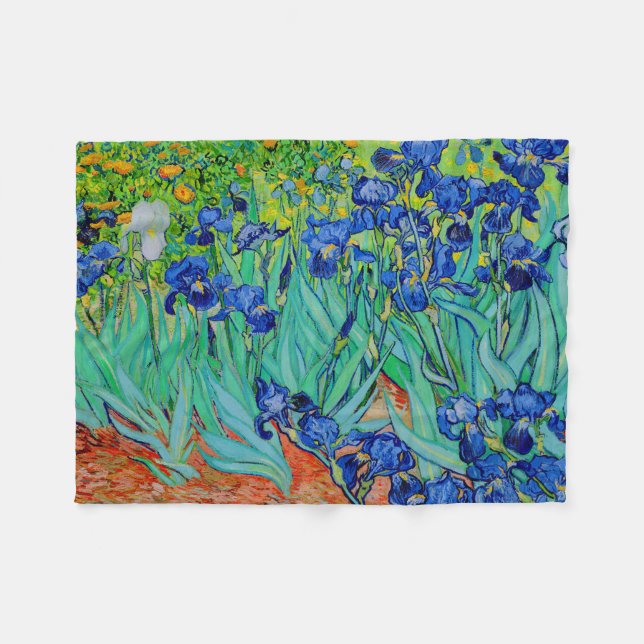 Couverture Polaire PixDezines van gogh/iris pourpres/st. remy (Devant (Horizontal))