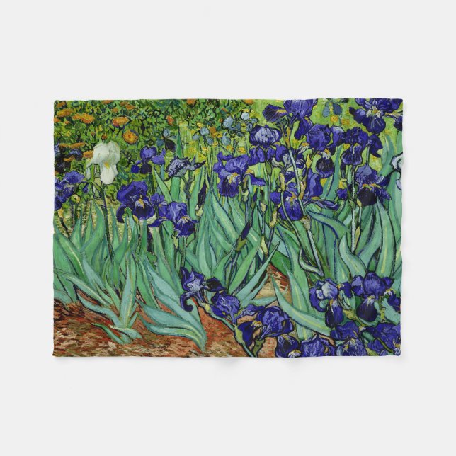 Couverture Polaire PixDezines van gogh/iris pourpres/st. remy (Devant (Horizontal))