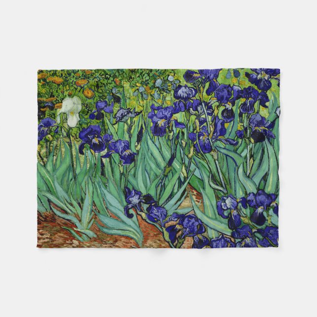 Couverture Polaire PixDezines van gogh/iris pourpres/st. remy (Devant (Horizontal))