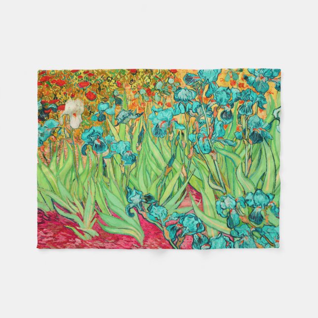 Couverture Polaire PixDezines van gogh/iris turquoises/st. remy (Devant (Horizontal))