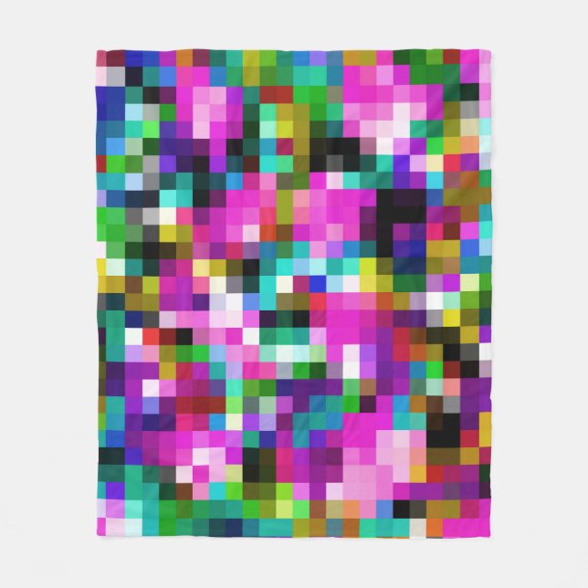Couverture Polaire Pixel géométrique coloré Pixelé Plaid (Devant)