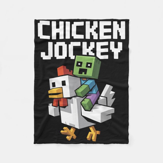 Couverture Polaire Pixel Jockey Poulet Drôle (Devant)