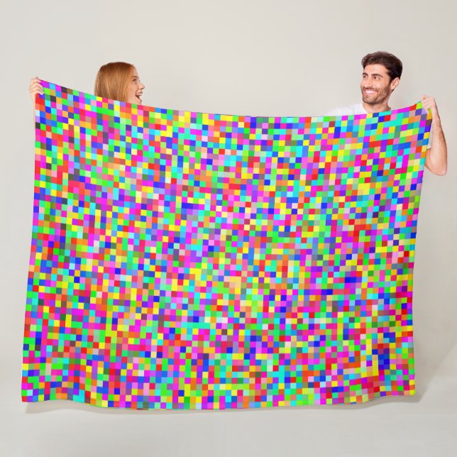 Couverture Polaire Pixel RGB Abstrait (En situation)
