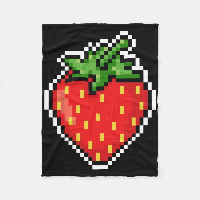 Couverture Polaire Pixel Strawberry 80s Video Game Halloween  (Devant)