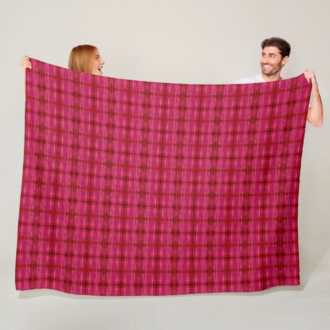 Couverture Polaire Pixels en plaid rose Grosse Blanche En Toison (En situation)