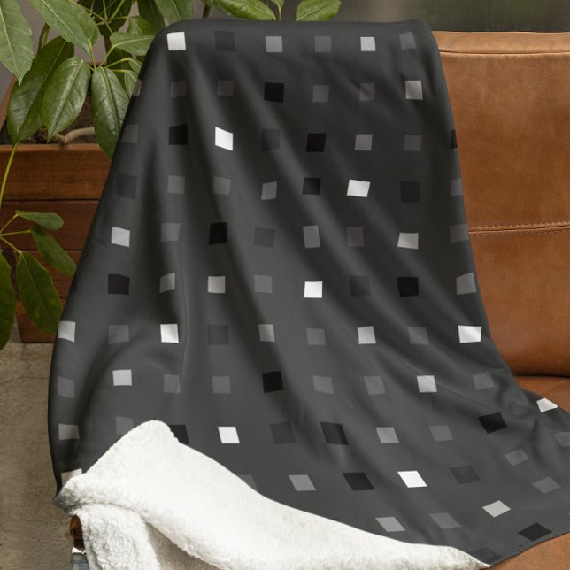 Couverture Polaire Pixels Joués Vérifier le Motif noir gris (Créateur téléchargé)