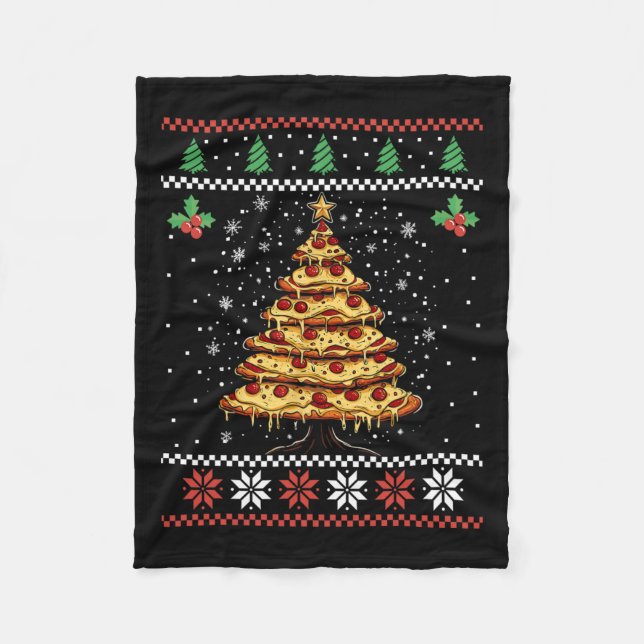 Couverture Polaire Pizza Arbre de Noël moche Sweat de Noël Noël Noël  (Devant)