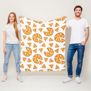 Couverture Polaire Pizza et tranches de cool motif sur blanc