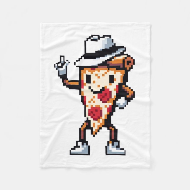 Couverture Polaire Pizza Slice Dansant - Pixel Drôle Art Conception a (Devant)