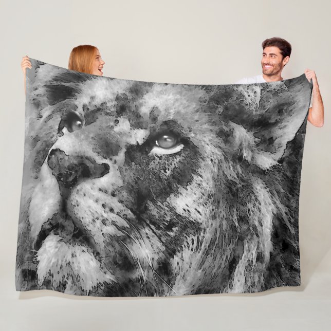 Couverture Polaire Placid Lion Face Argent (En situation)