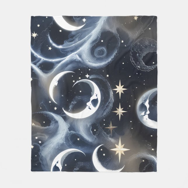 Couverture Polaire Plafond Lunaire Céleste Argent Platine – Luxe Se (Devant)
