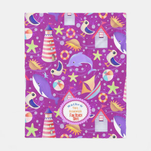 Couverture Polaire Plage amusante Magenta