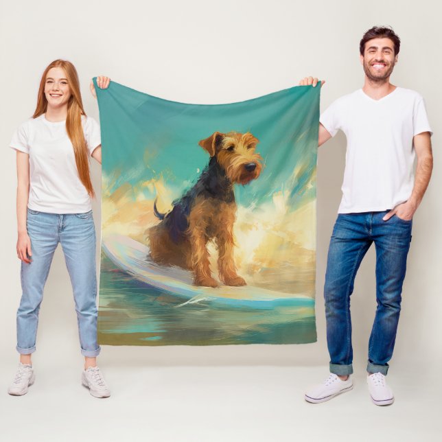 Couverture Polaire Plage d'Airedale Surf Painting (En situation)