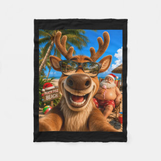 Couverture Polaire Plage de rennes selfie avec Santa drôle juillet
