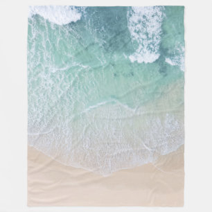 Couverture Polaire Plage de sable et de plage de dentelle verte et bl