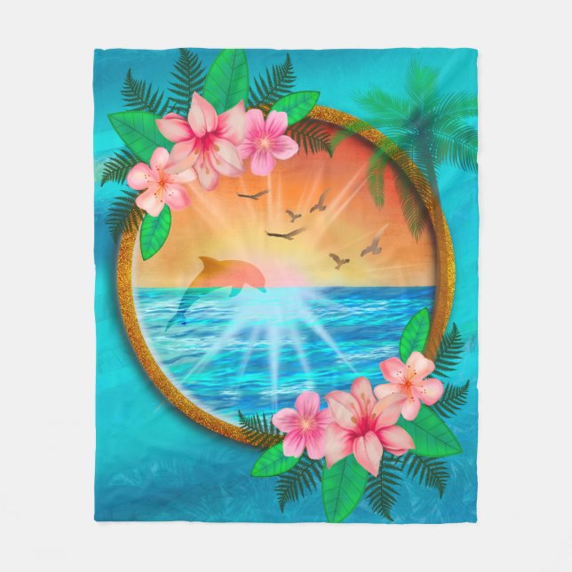 Couverture Polaire Plage d'été Les oiseaux de l'océan volent dans le  (Devant)