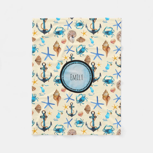 Couverture Polaire Plage Et Vie Maritime Motif À Thème Personnalisé (Devant)