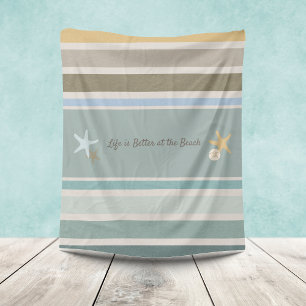 Couverture Polaire Plage Grandes et Starfish Blanche