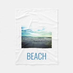 Couverture Polaire Plage Océan Typographie Artistique Bleu Blanc Pitt