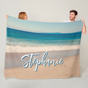 Couverture Polaire Plage personnalisée Photo Ocean Blue Pittoresque L