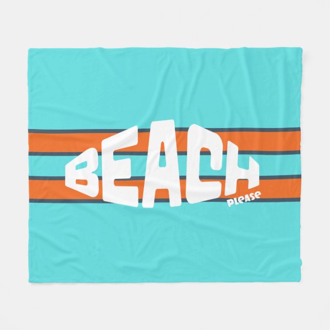 Couverture Polaire Plage Please Aqua Blue & Orange (Devant (Horizontal))