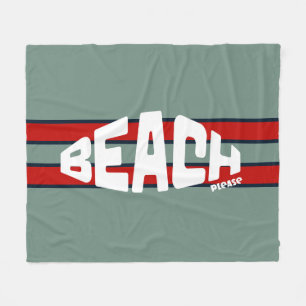 Couverture Polaire Plage Please Dusty Blue et Red