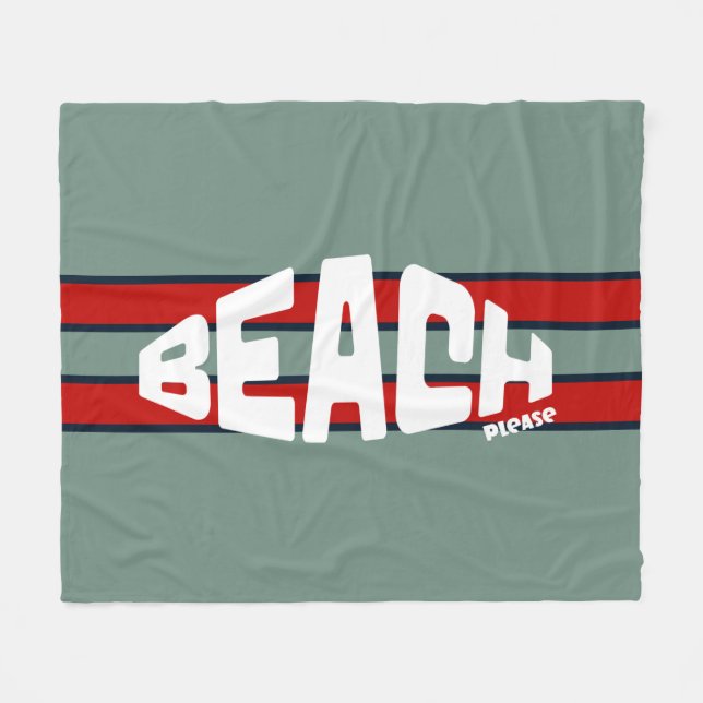 Couverture Polaire Plage Please Dusty Blue et Red (Devant (Horizontal))