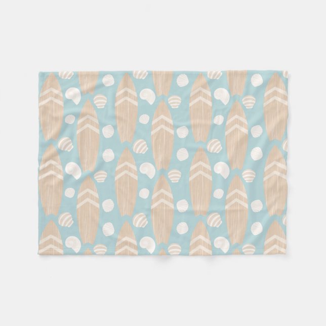 Couverture Polaire Plage Surfboard Bébé Bleu Fleece Blanket (Devant (Horizontal))