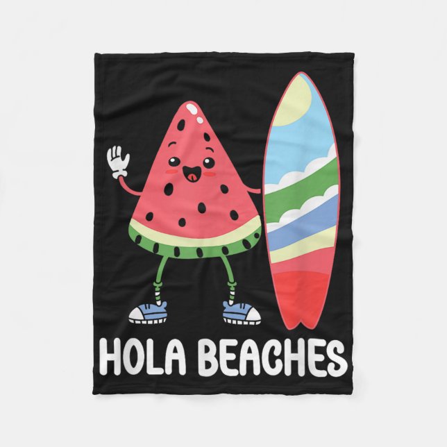 Couverture Polaire Plages de Hola Cute Kawaii Watermelon Plage Surfbo (Devant)