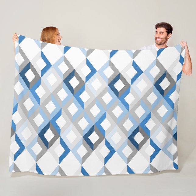 Couverture Polaire plaid à chevrons bleus (En situation)