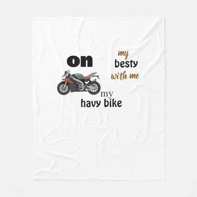 Couverture Polaire plaid blanc hachuré avec moto de course (Devant)